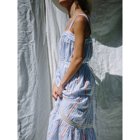 lemlem Bahiri Sweepy Striped Dress in Light Sky Blue size Medium NWT - Picture 4 of 11